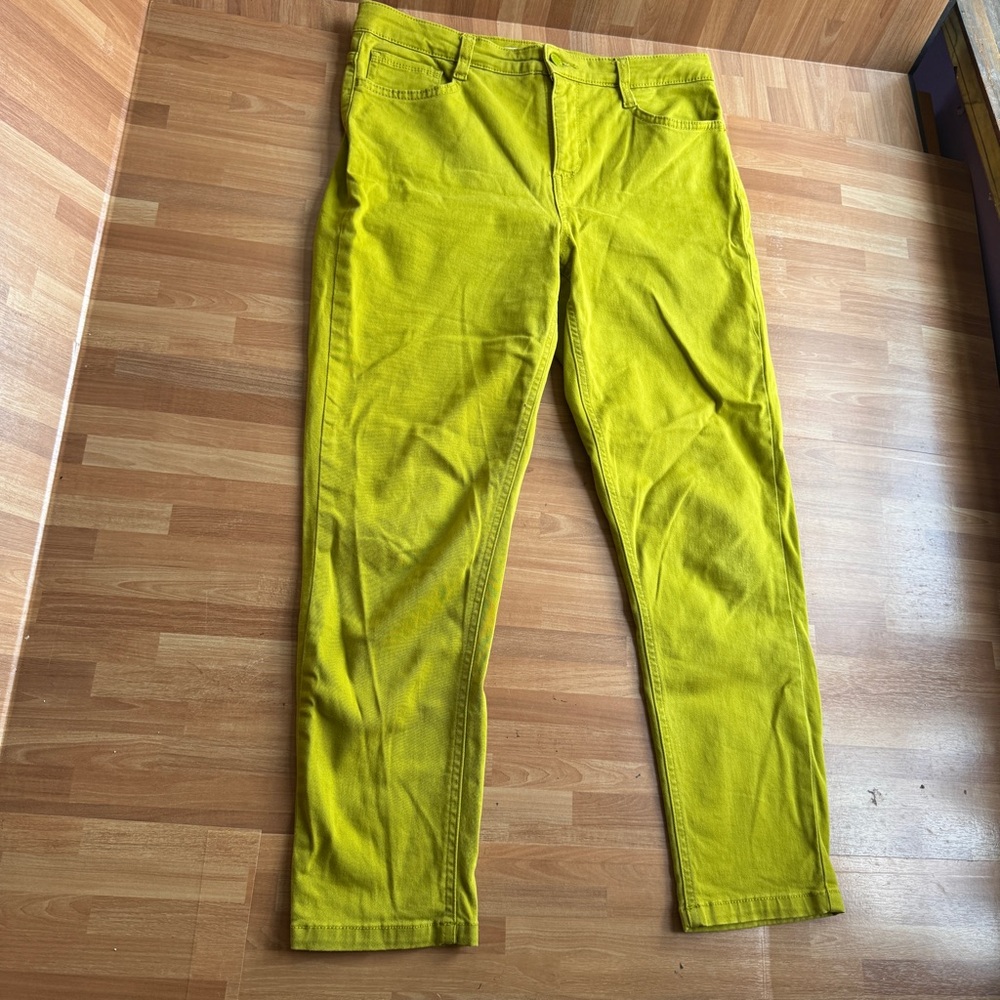 Jones New York bright green stretchy soho ankle jeans size 10 petite